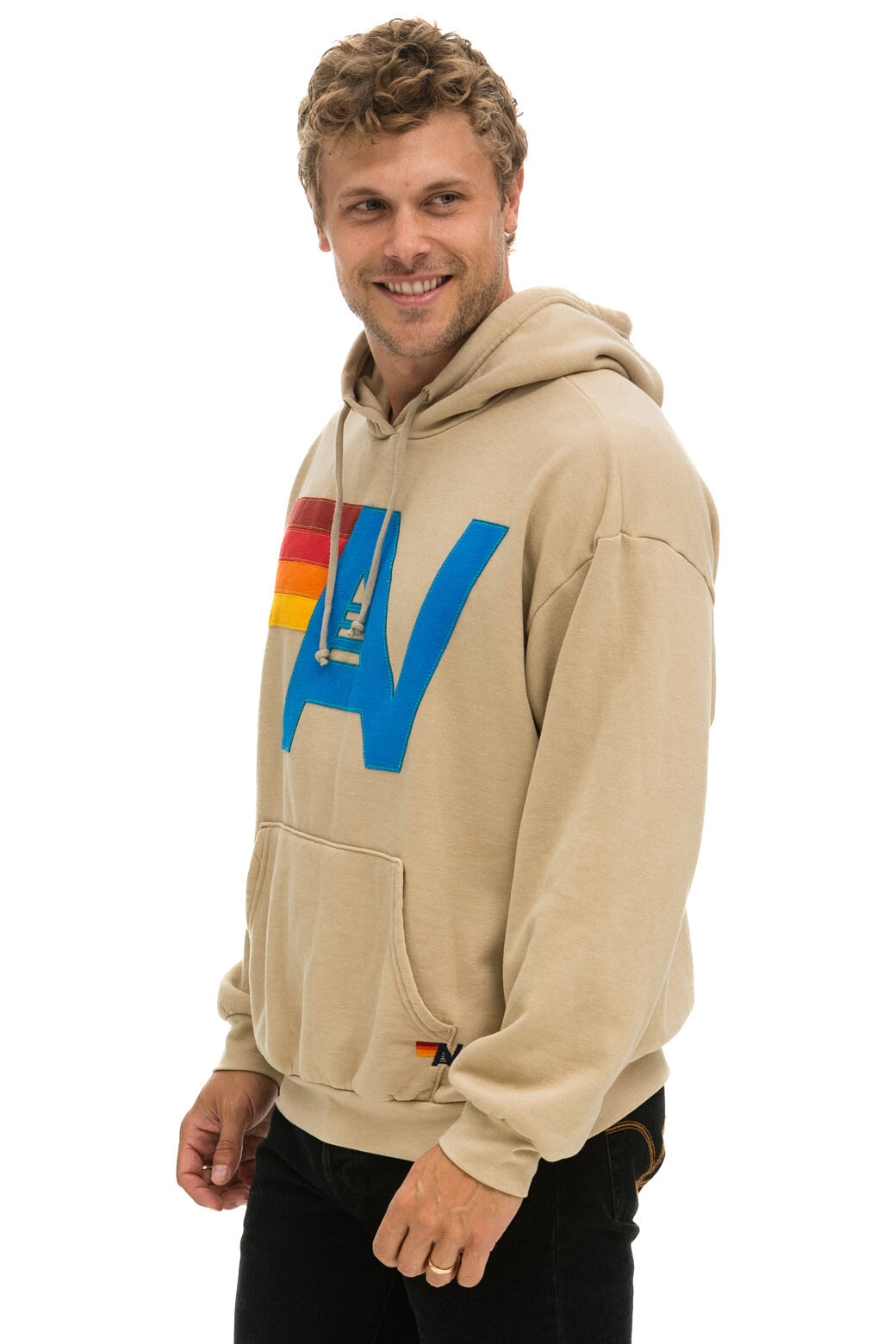 LOGO STITCH PULLOVER RELAXED HOODIE - SAND Hoodie Aviator Nation 