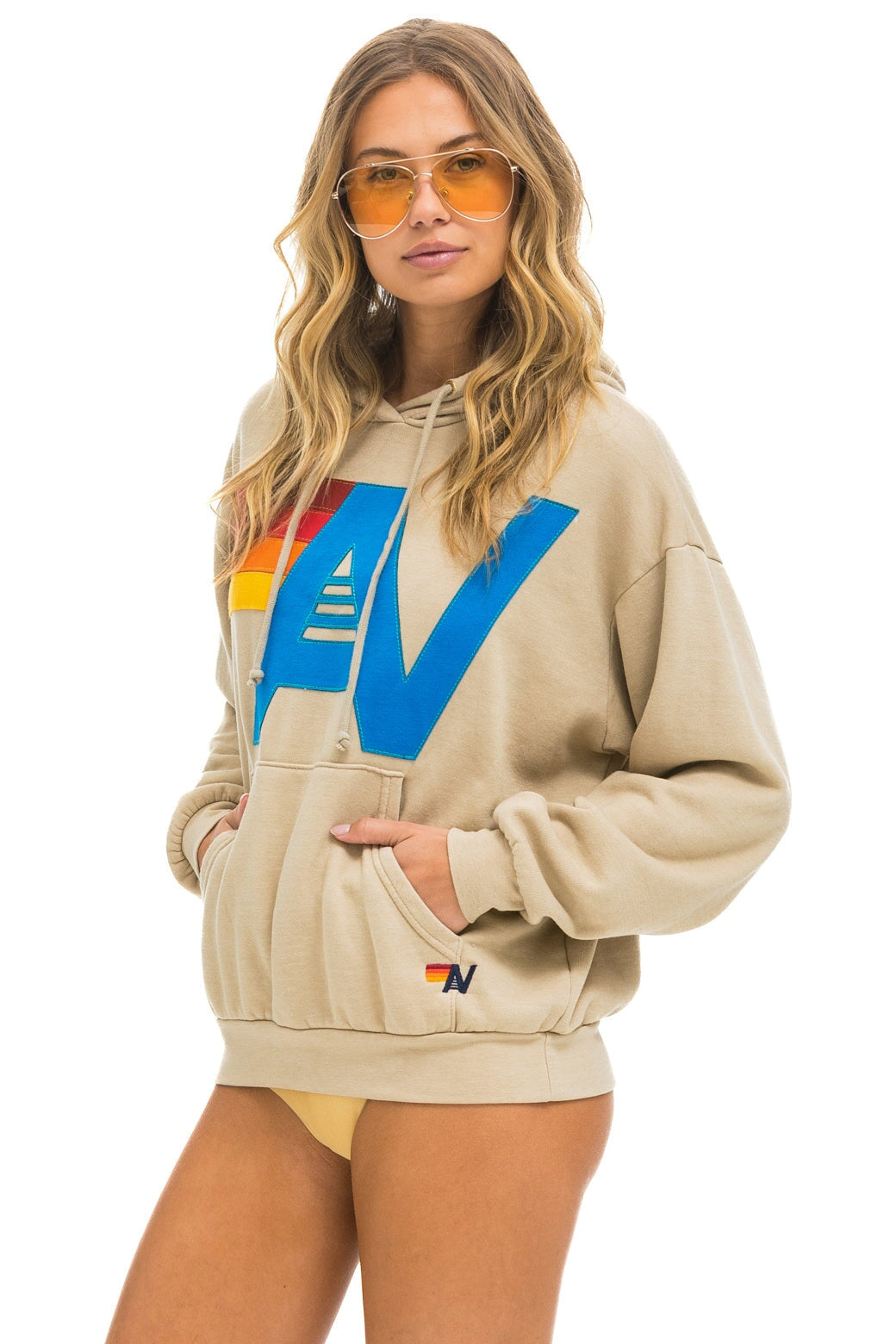 LOGO STITCH PULLOVER RELAXED HOODIE - SAND Hoodie Aviator Nation 