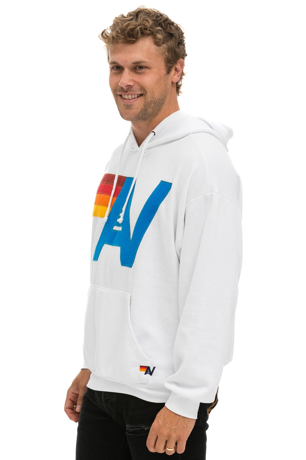 LOGO STITCH PULLOVER RELAXED HOODIE - WHITE Hoodie Aviator Nation 