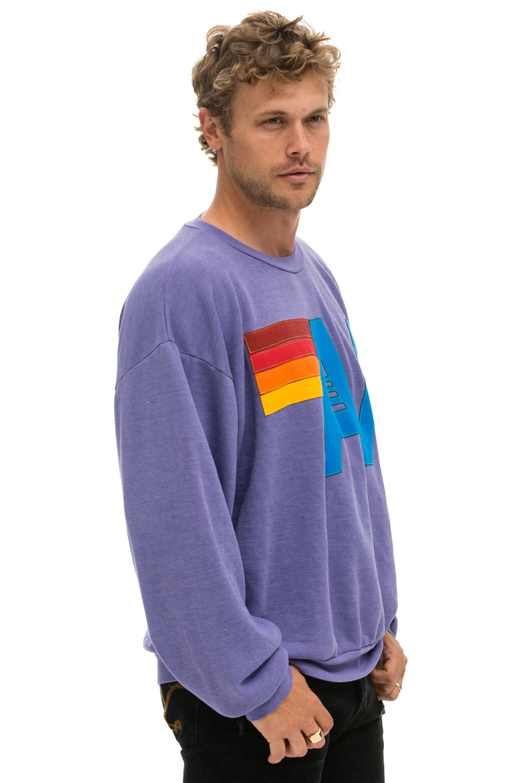 LOGO STITCH RELAXED CREW SWEATSHIRT LAVENDER Aviator Nation