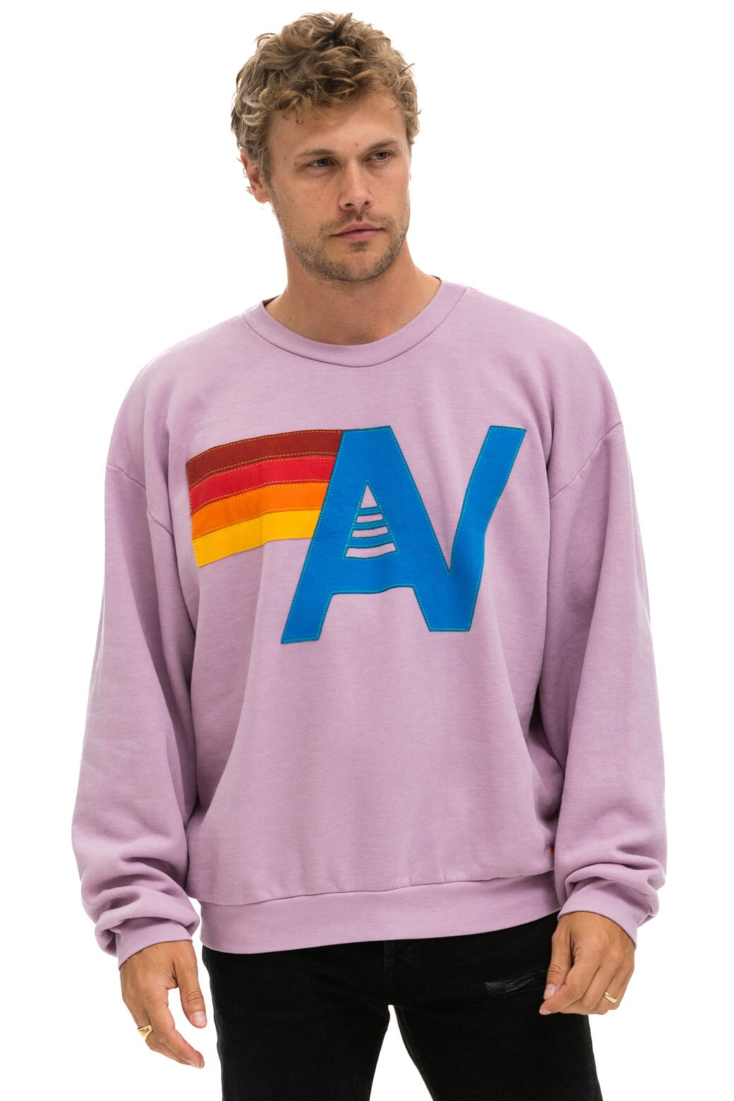 LOGO STITCH RELAXED CREW SWEATSHIRT - MAUVE Sweatshirt Aviator Nation 