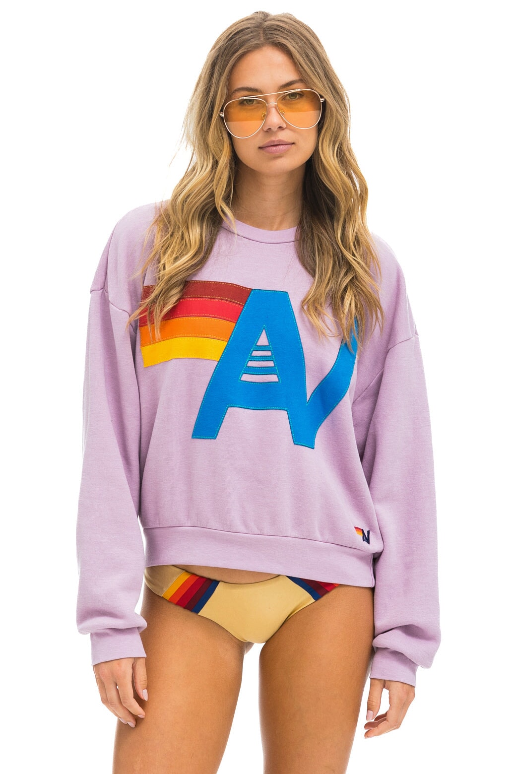 LOGO STITCH RELAXED CREW SWEATSHIRT - MAUVE Sweatshirt Aviator Nation 