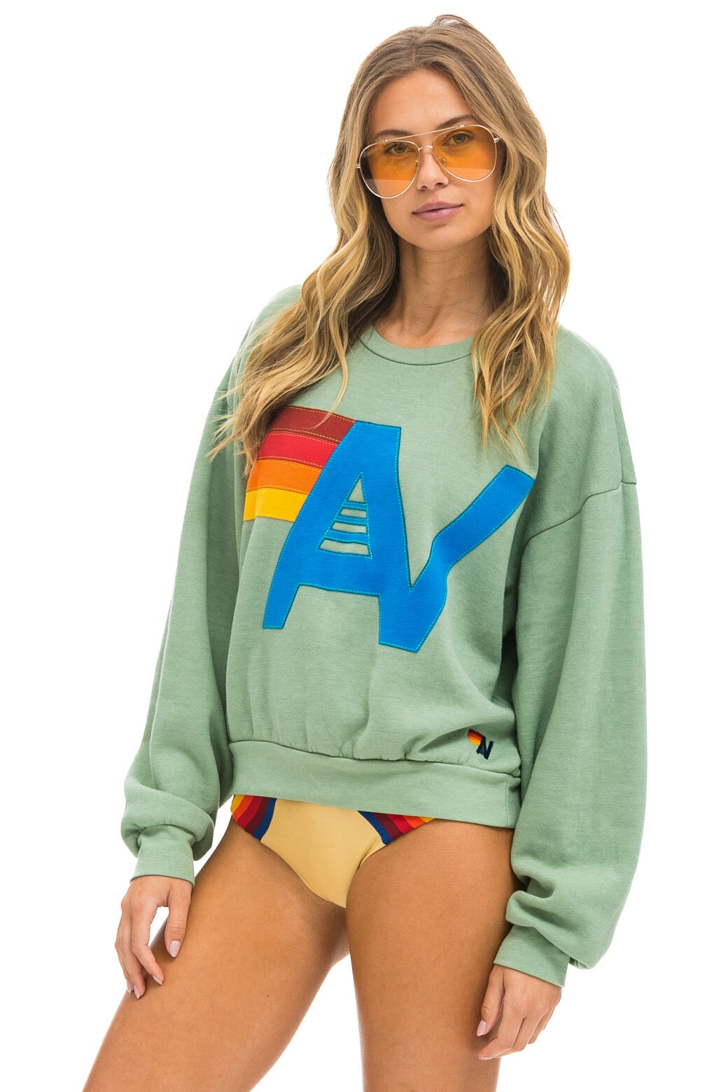 LOGO STITCH RELAXED CREW SWEATSHIRT - SAGE Sweatshirt Aviator Nation 