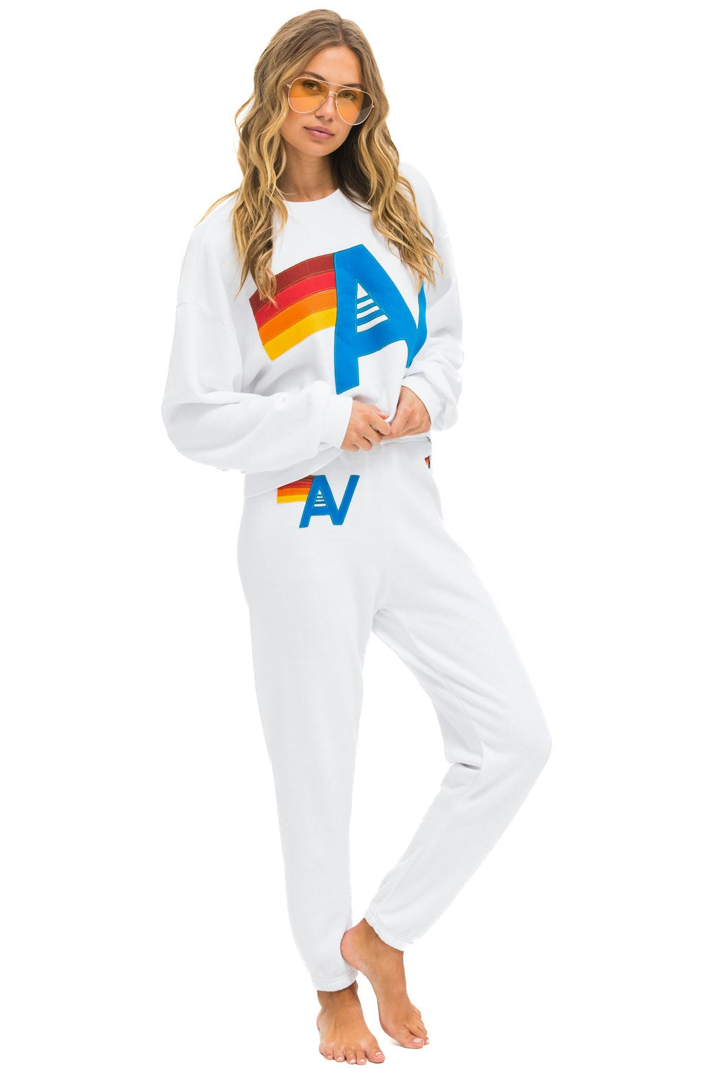 LOGO STITCH RELAXED CREW SWEATSHIRT - WHITE Sweatshirt Aviator Nation 