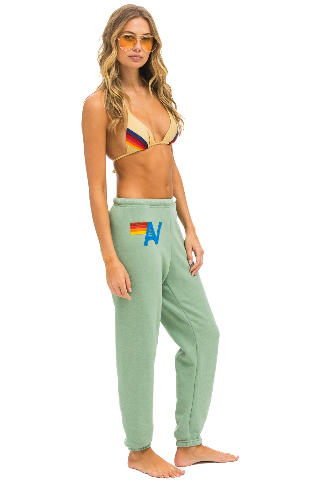 LOGO STITCH SWEATPANTS - SAGE Women's Sweatpants Aviator Nation 