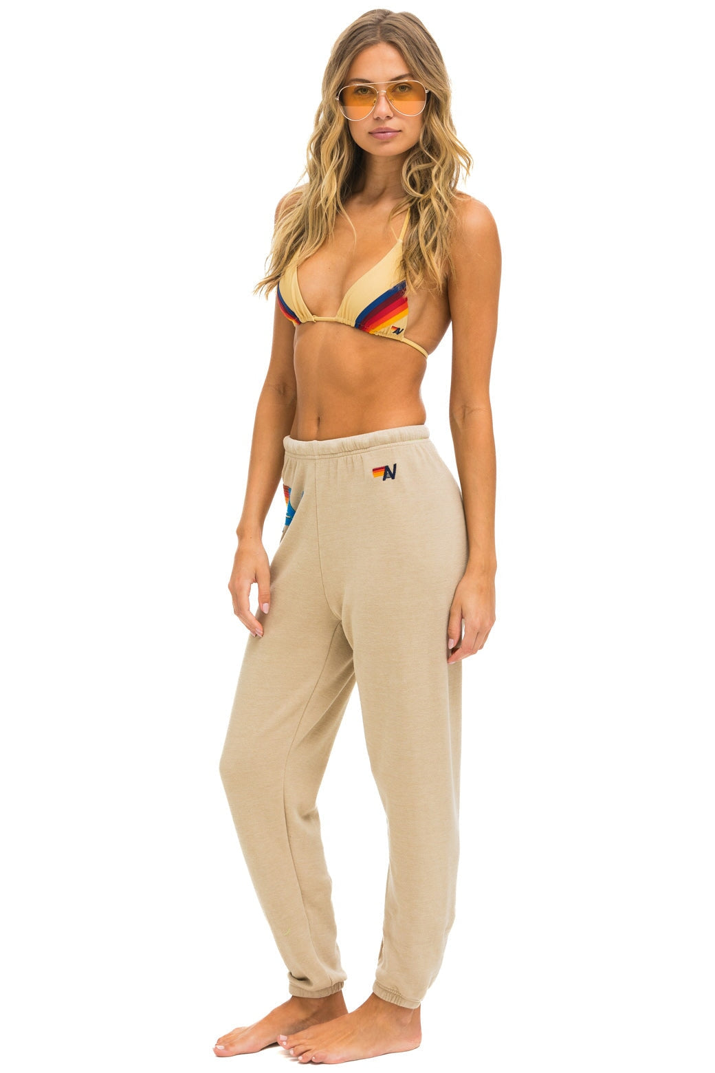 LOGO STITCH SWEATPANTS - SAND Women's Sweatpants Aviator Nation 