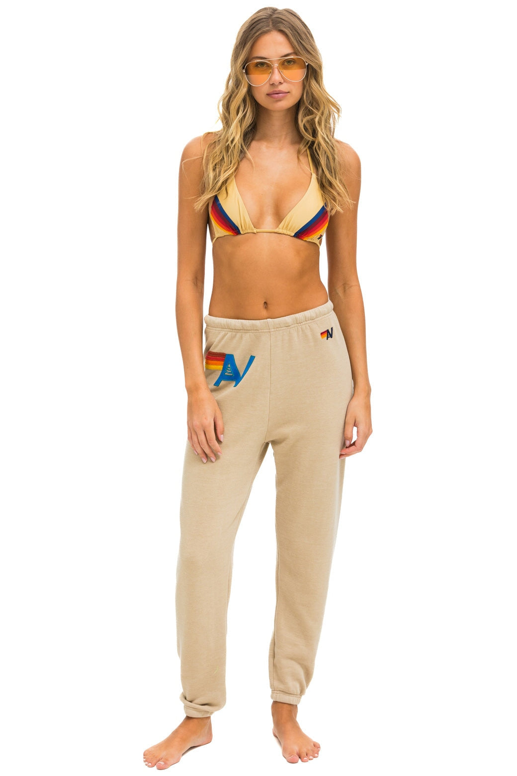 LOGO STITCH SWEATPANTS - SAND Women's Sweatpants Aviator Nation 