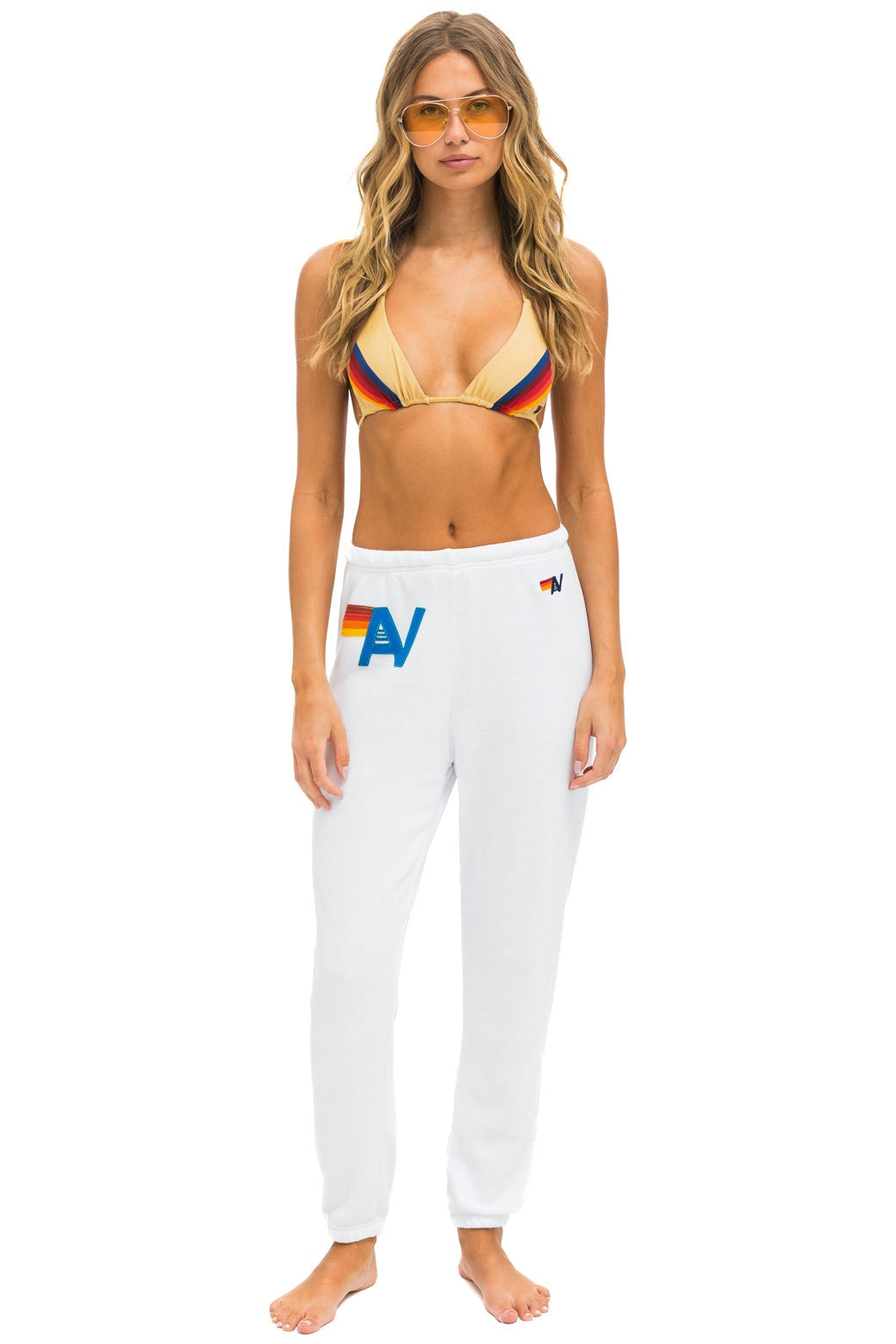 LOGO STITCH SWEATPANTS - WHITE Women's Sweatpants Aviator Nation 