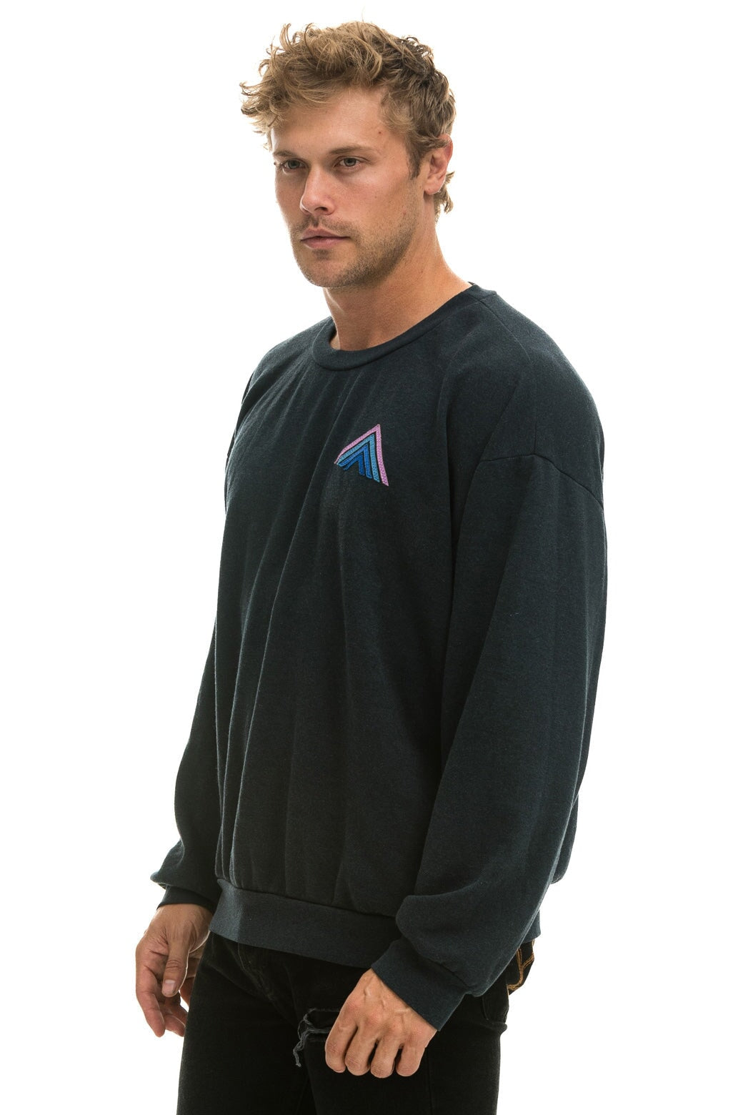 MOUNTAIN STITCH RELAXED CREW SWEATSHIRT - CHARCOAL // BLUE // PURPLE Sweatshirt Aviator Nation 