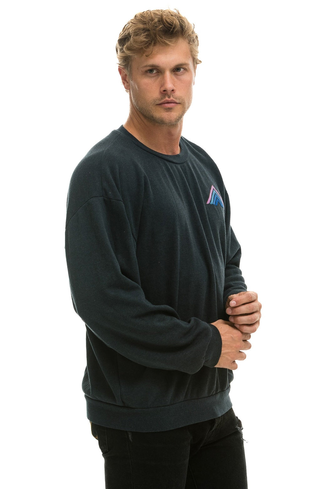 Aviator Nation Lightning Stitch Crewneck Charcoal L popular