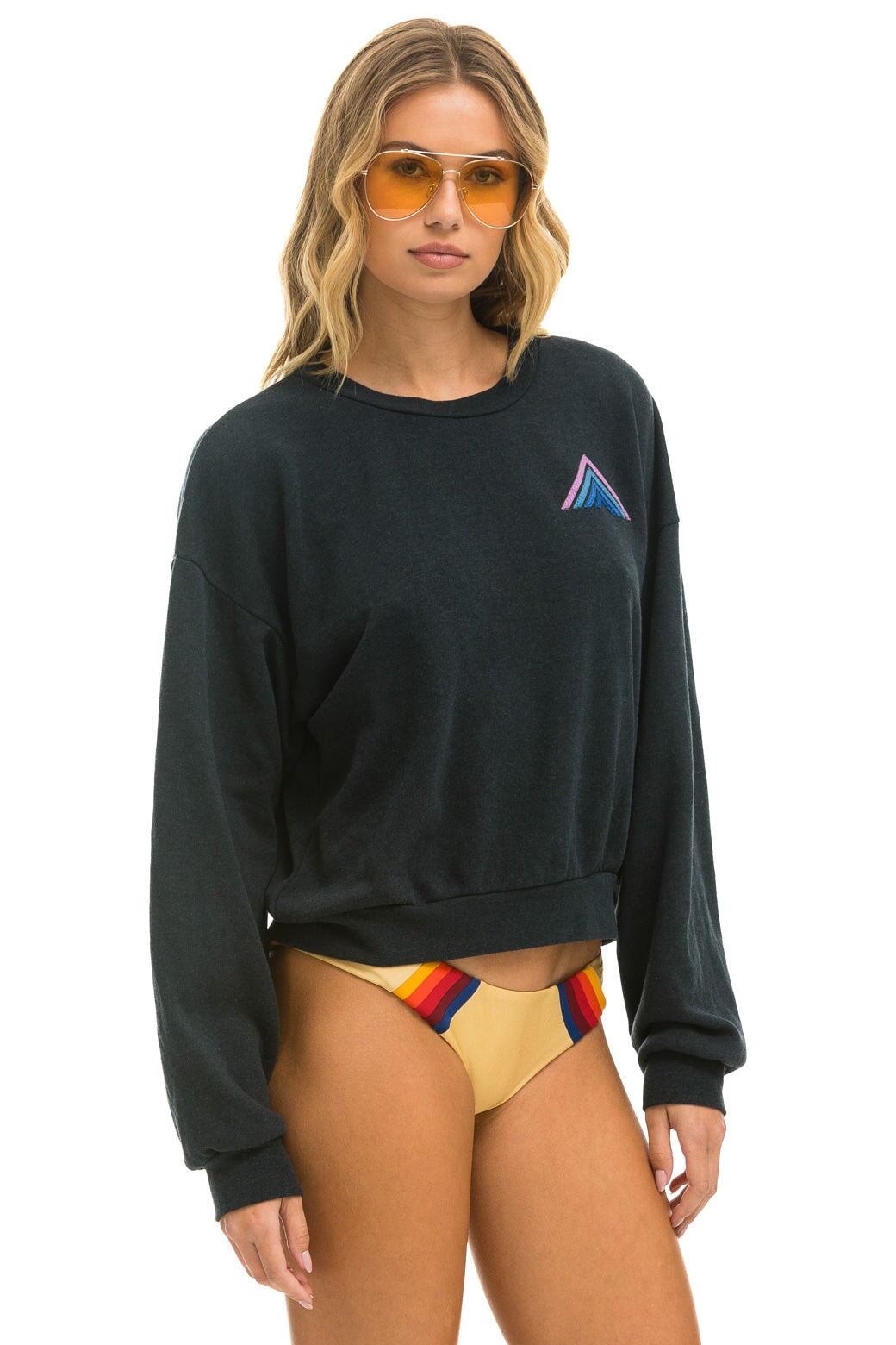 MOUNTAIN STITCH RELAXED CREW SWEATSHIRT - CHARCOAL // BLUE // PURPLE Sweatshirt Aviator Nation 