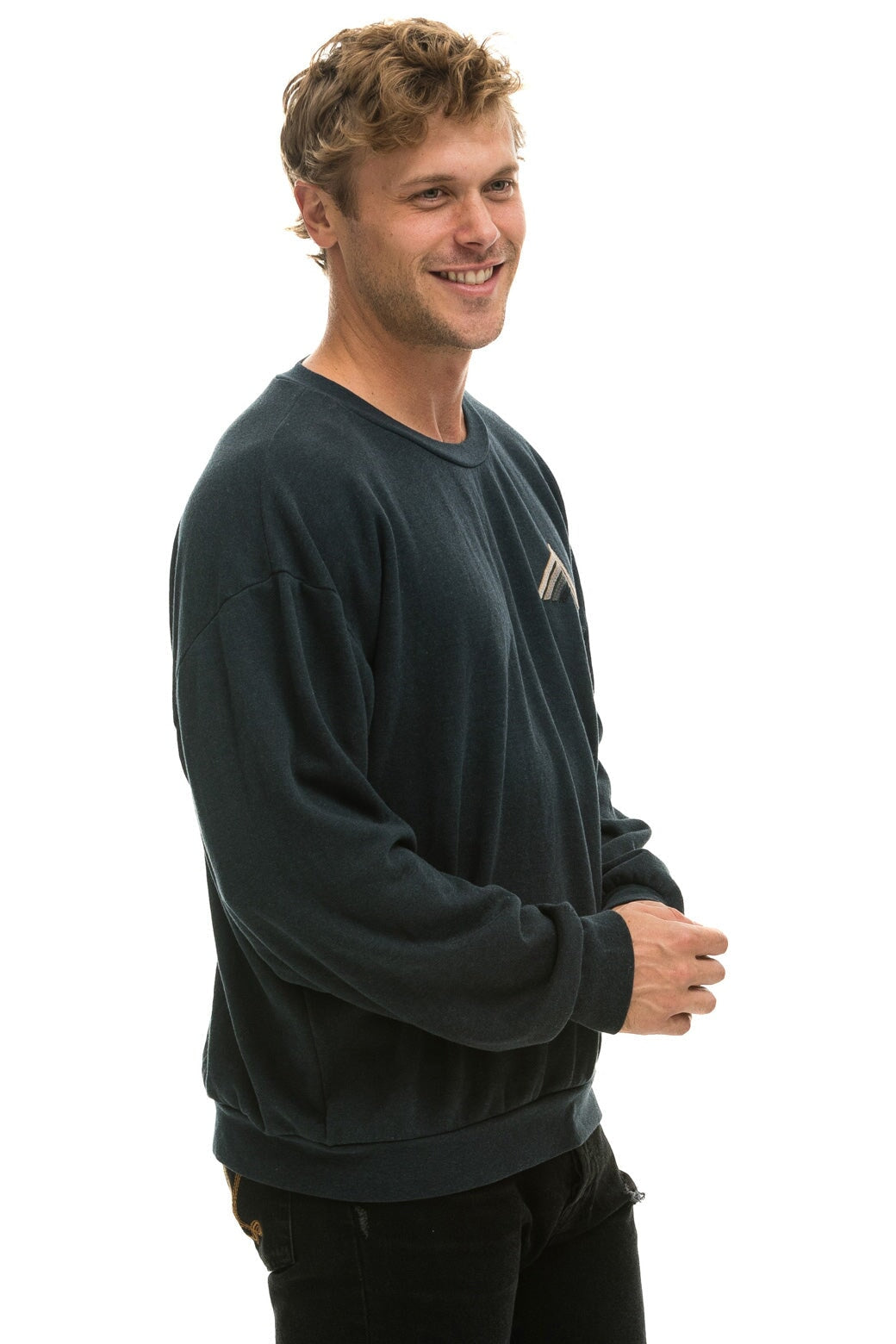 MOUNTAIN STITCH RELAXED CREW SWEATSHIRT CHARCOAL GREY