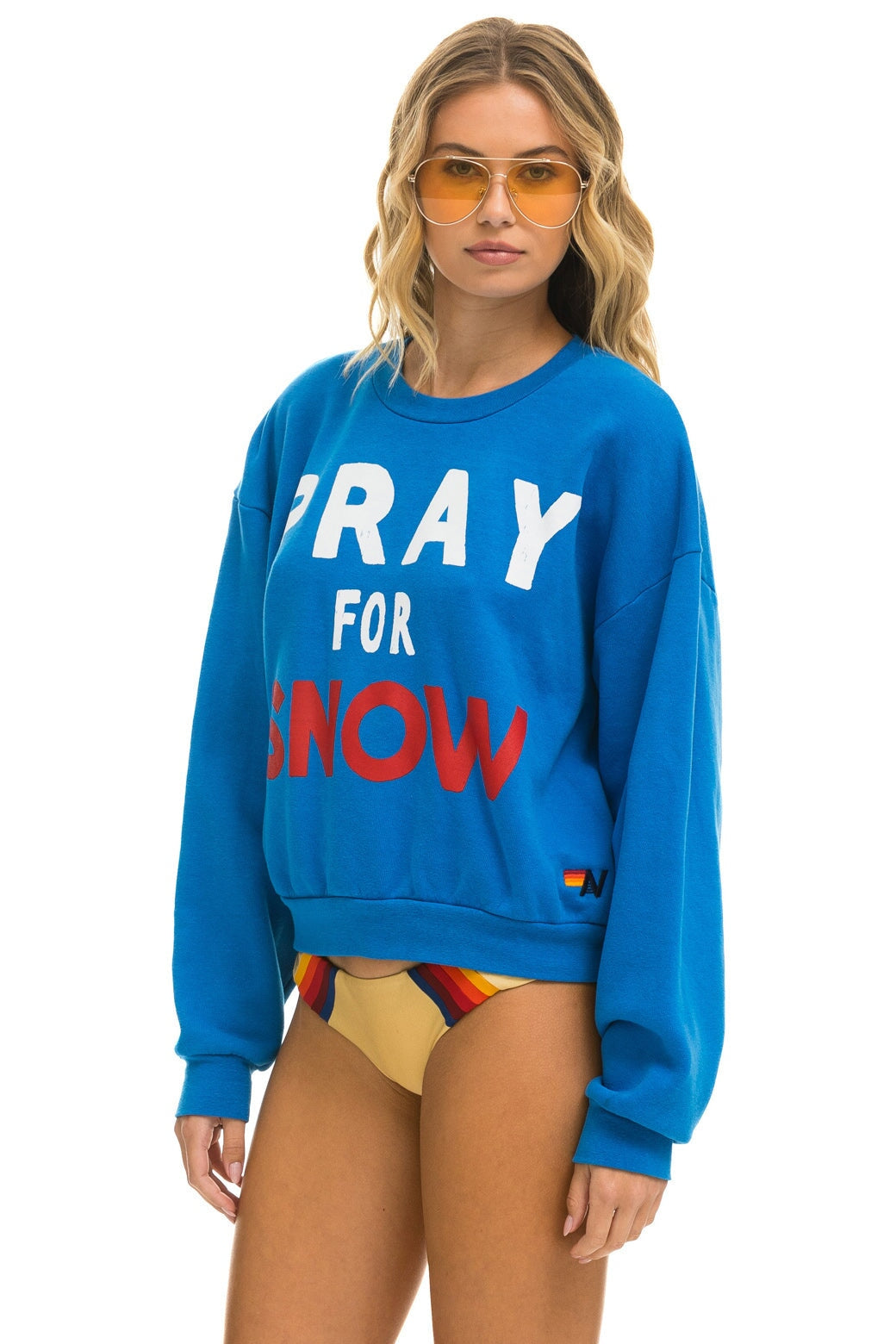 PRAY FOR SNOW RELAXED CREW SWEATSHIRT - OCEAN Sweatshirt Aviator Nation 