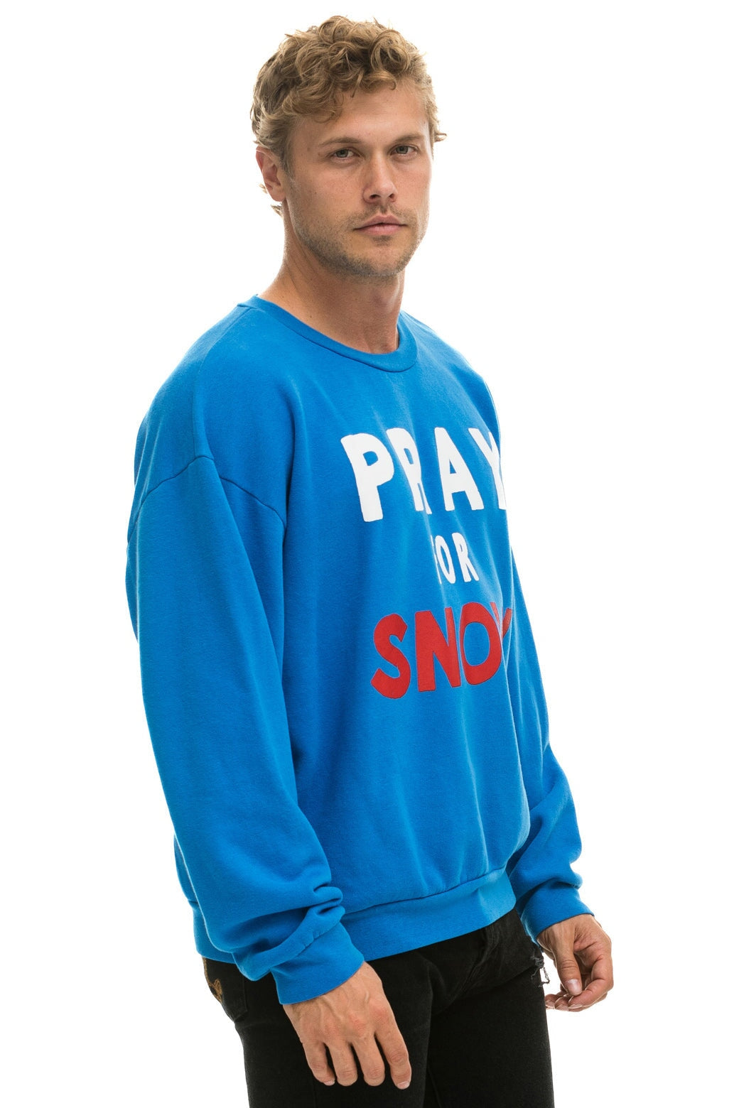 PRAY FOR SNOW RELAXED CREW SWEATSHIRT - OCEAN Sweatshirt Aviator Nation 