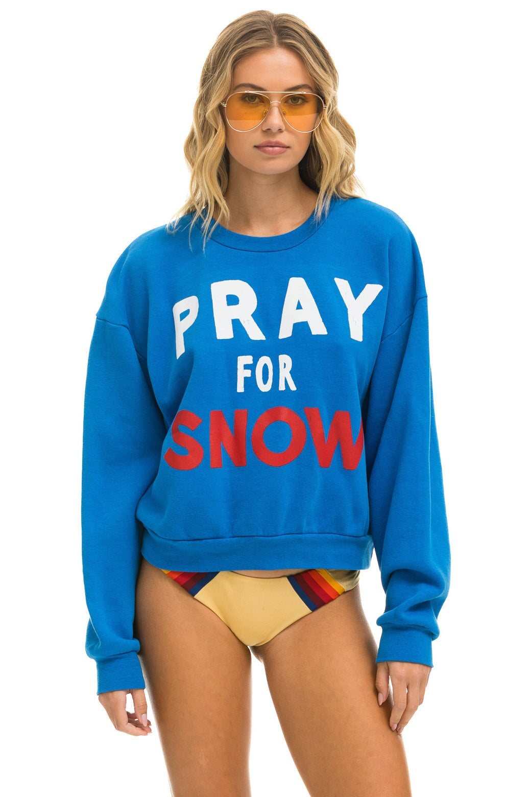 PRAY FOR SNOW RELAXED CREW SWEATSHIRT - OCEAN Sweatshirt Aviator Nation 