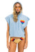 RAINBOW HEART STITCH SLEEVELESS RELAXED CROPPED PULLOVER HOODIE - ICE Hoodie Aviator Nation 