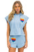 RAINBOW HEART STITCH SLEEVELESS RELAXED CROPPED PULLOVER HOODIE - ICE Hoodie Aviator Nation 