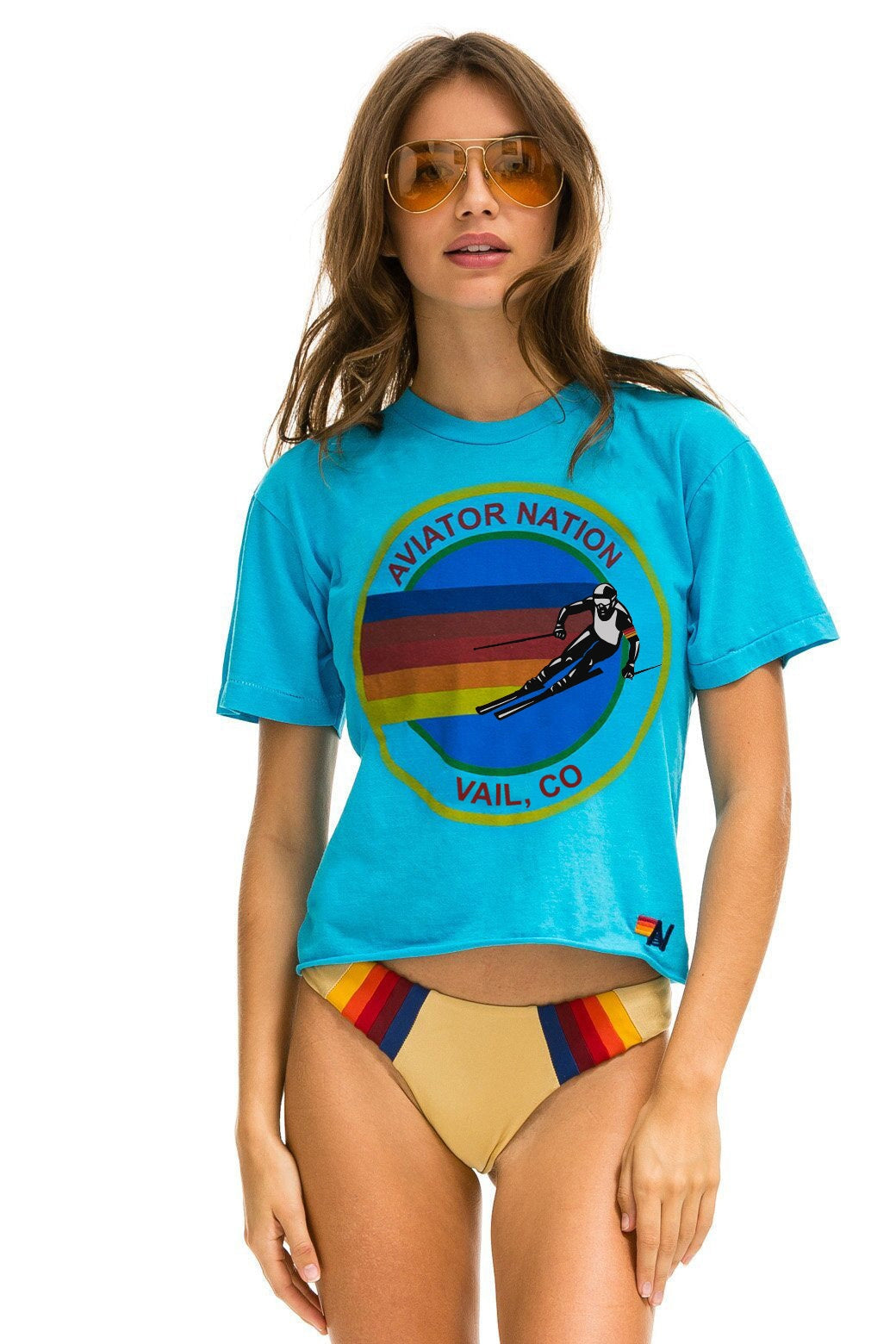 SIGNATURE VAIL BOYFRIEND TEE - NEON BLUE Boyfriend Tee Aviator Nation 