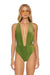 SPARKLE COMO DEEP PLUNGE CROSS BACK WOMENS ONE PIECE - ARMY Swim Aviator Nation 