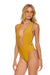 SPARKLE COMO DEEP PLUNGE CROSS BACK WOMENS ONE PIECE - GOLD Swim Aviator Nation 