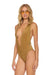 SPARKLE COMO DEEP PLUNGE CROSS BACK WOMENS ONE PIECE - MOCHA Swim Aviator Nation 