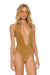 SPARKLE COMO DEEP PLUNGE CROSS BACK WOMENS ONE PIECE - MOCHA Swim Aviator Nation 