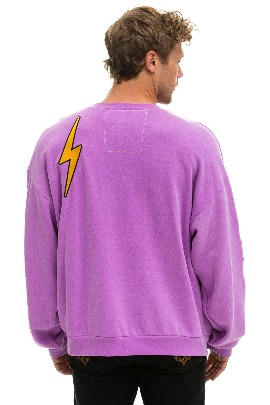 VINTAGE PATCH RELAXED CREW SWEATSHIRT NEON PURPLE Aviator Nation