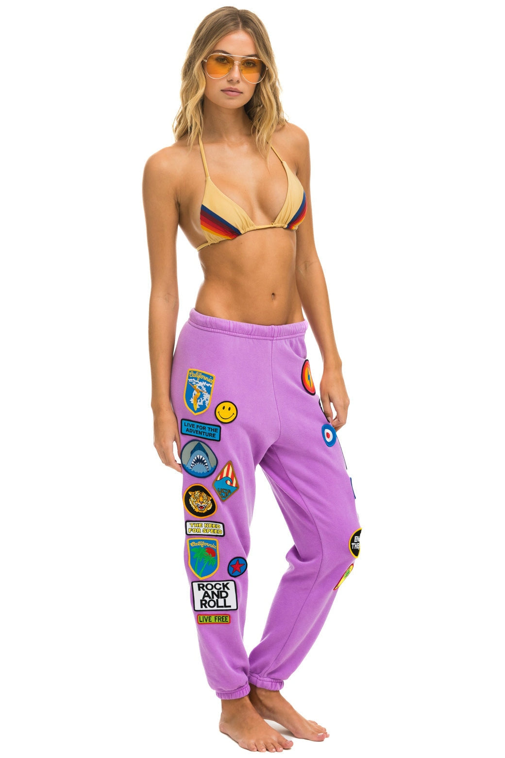 VINTAGE PATCH SWEATPANTS - NEON PURPLE Women's Sweatpants Aviator Nation 