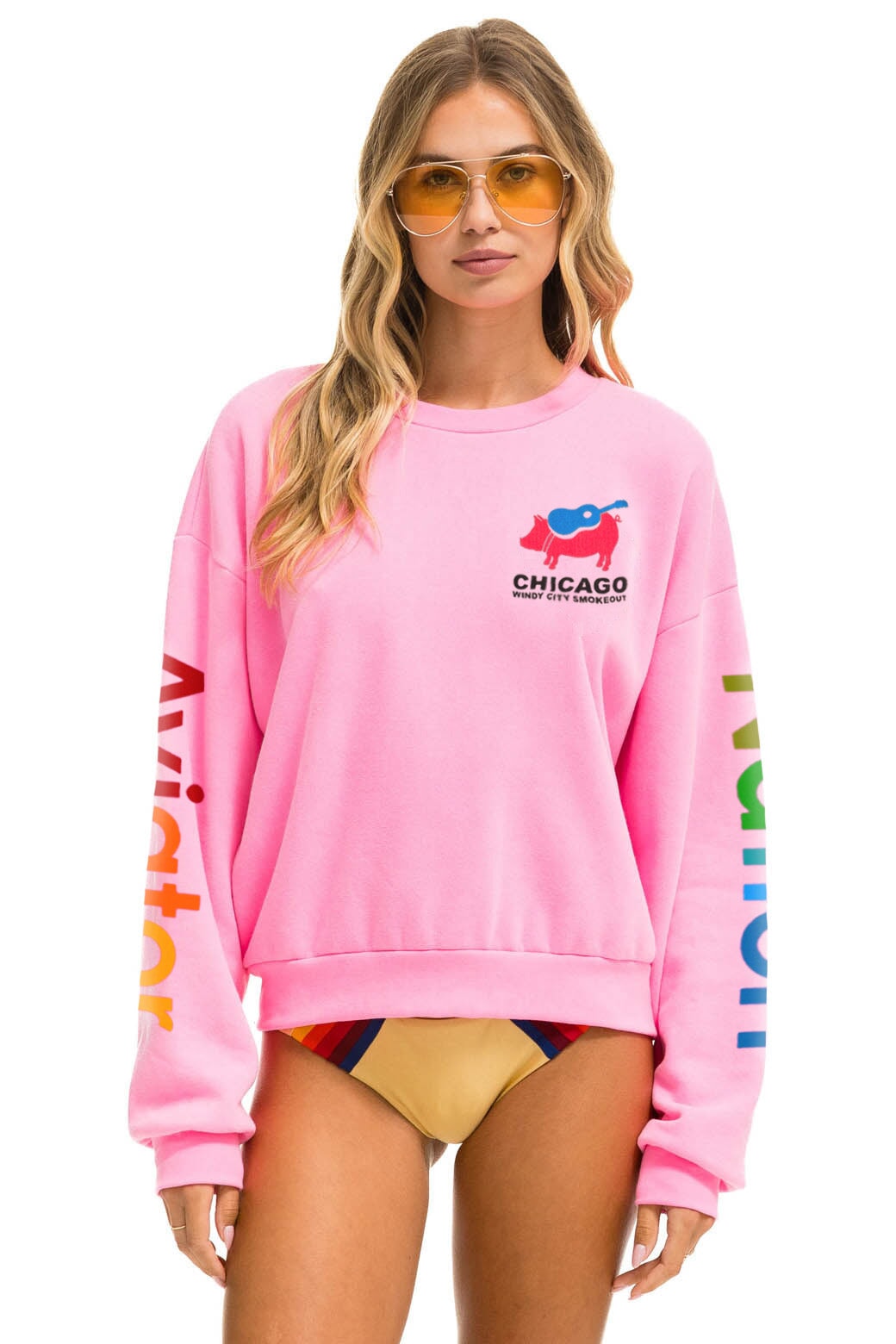 Aviator Nation pink crew sweatshirt - never worn deals or washed