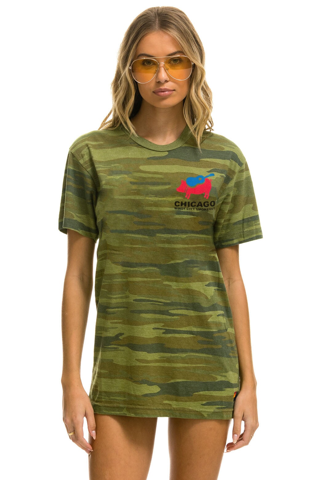 WINDY CITY SMOKEOUT 2024 CREW TEE SHIRT - CAMO TEES Aviator Nation 