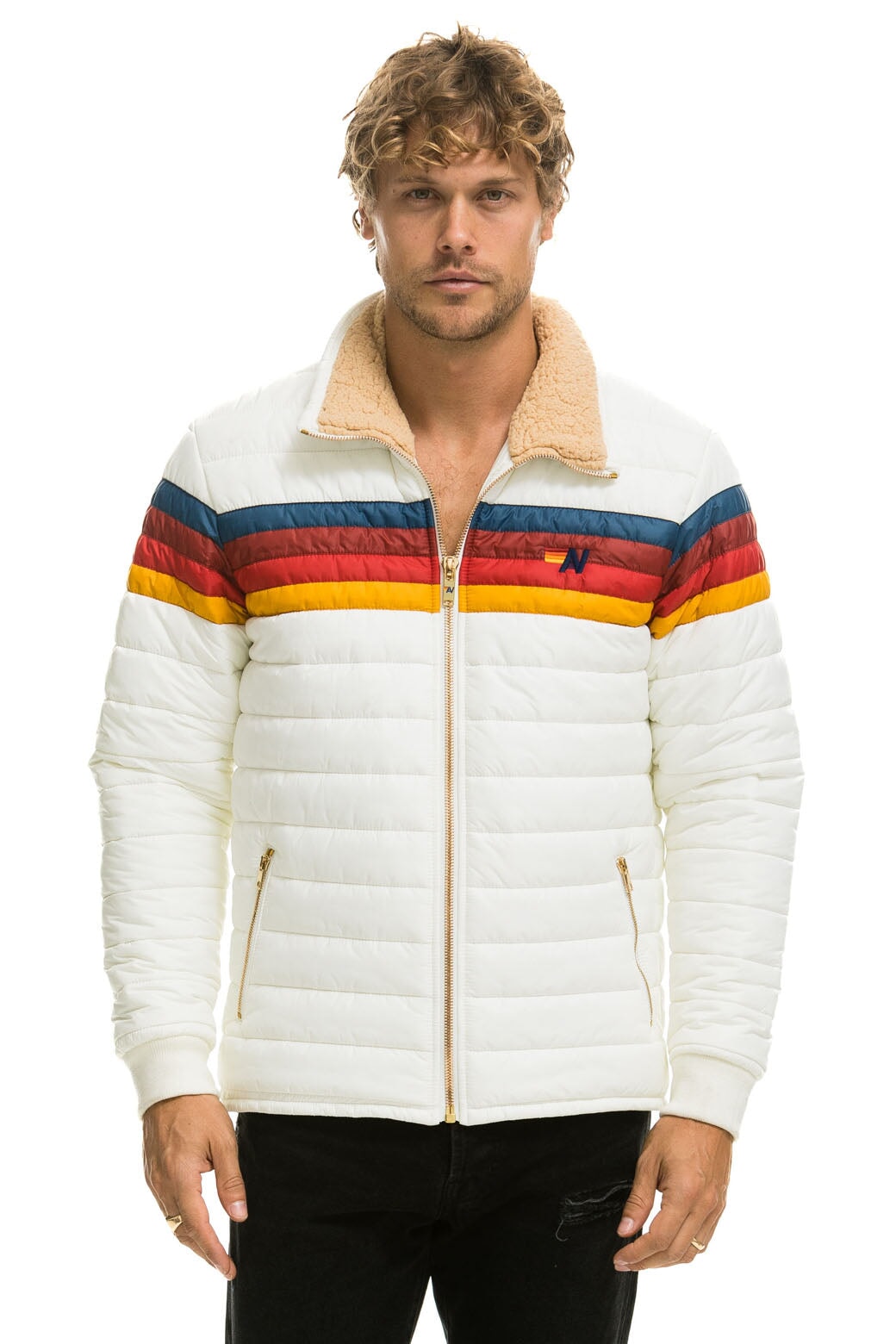 4 STRIPE JACKET - WHITE Men&#39;s Outerwear Aviator Nation 