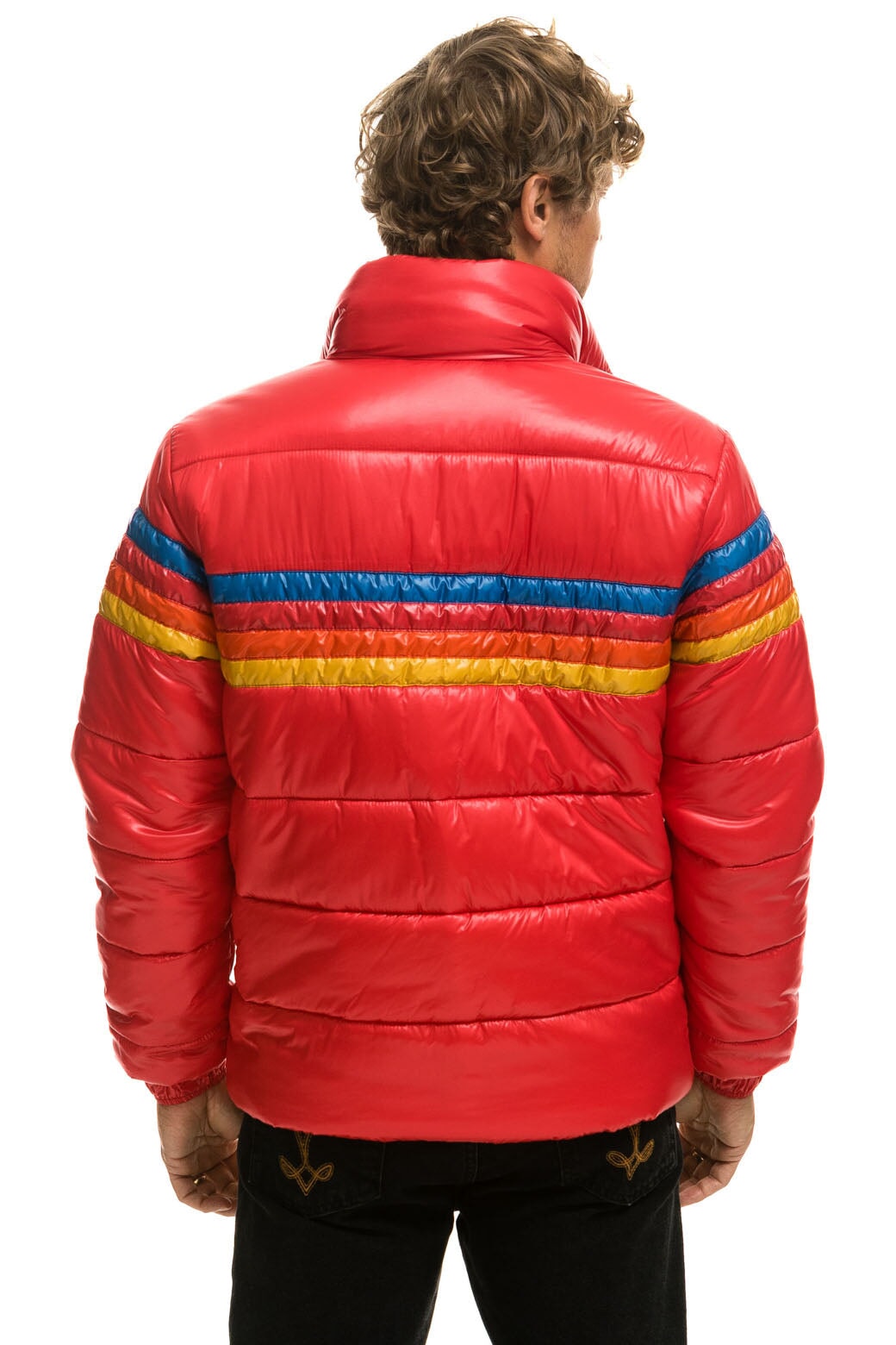 4 STRIPE LUXE TRAVELER JACKET - GLOSSY CHERRY Men's Outerwear Aviator Nation 