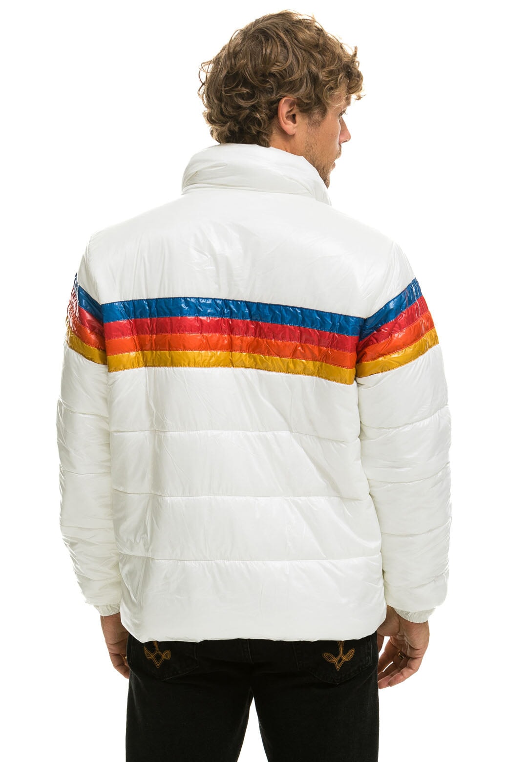 4 STRIPE LUXE TRAVELER JACKET - GLOSSY WHITE Men's Outerwear Aviator Nation 