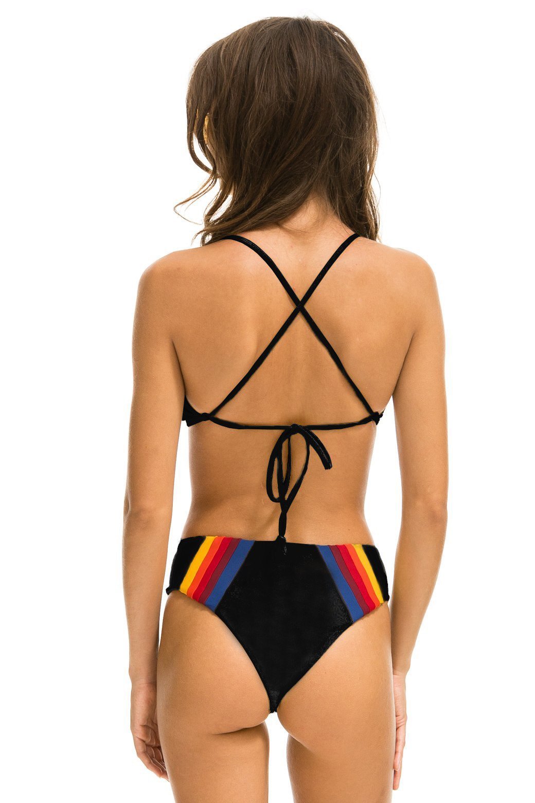 5 STRIPE HI WAISTED BIKINI BOTTOMS BLACK Aviator Nation