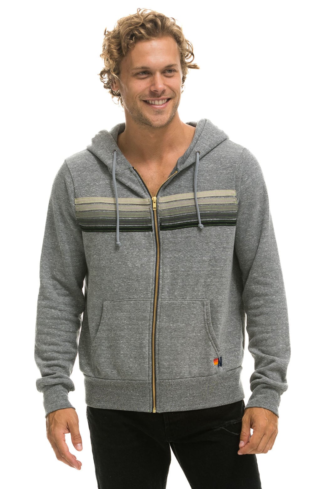 Worn once Aviator Nation grey 5 deals stripe zip up hoodie