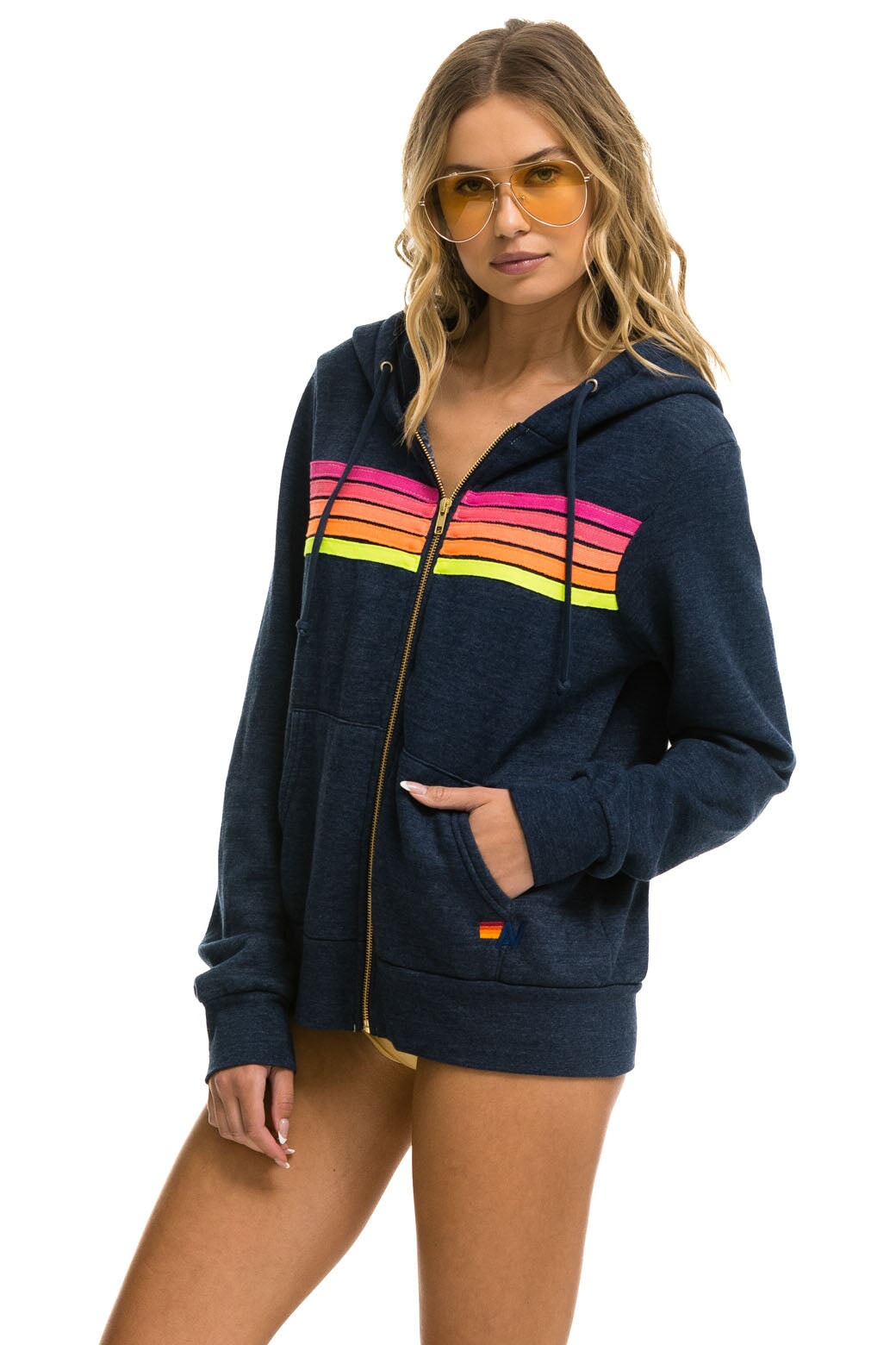 Heather top navy hoodie