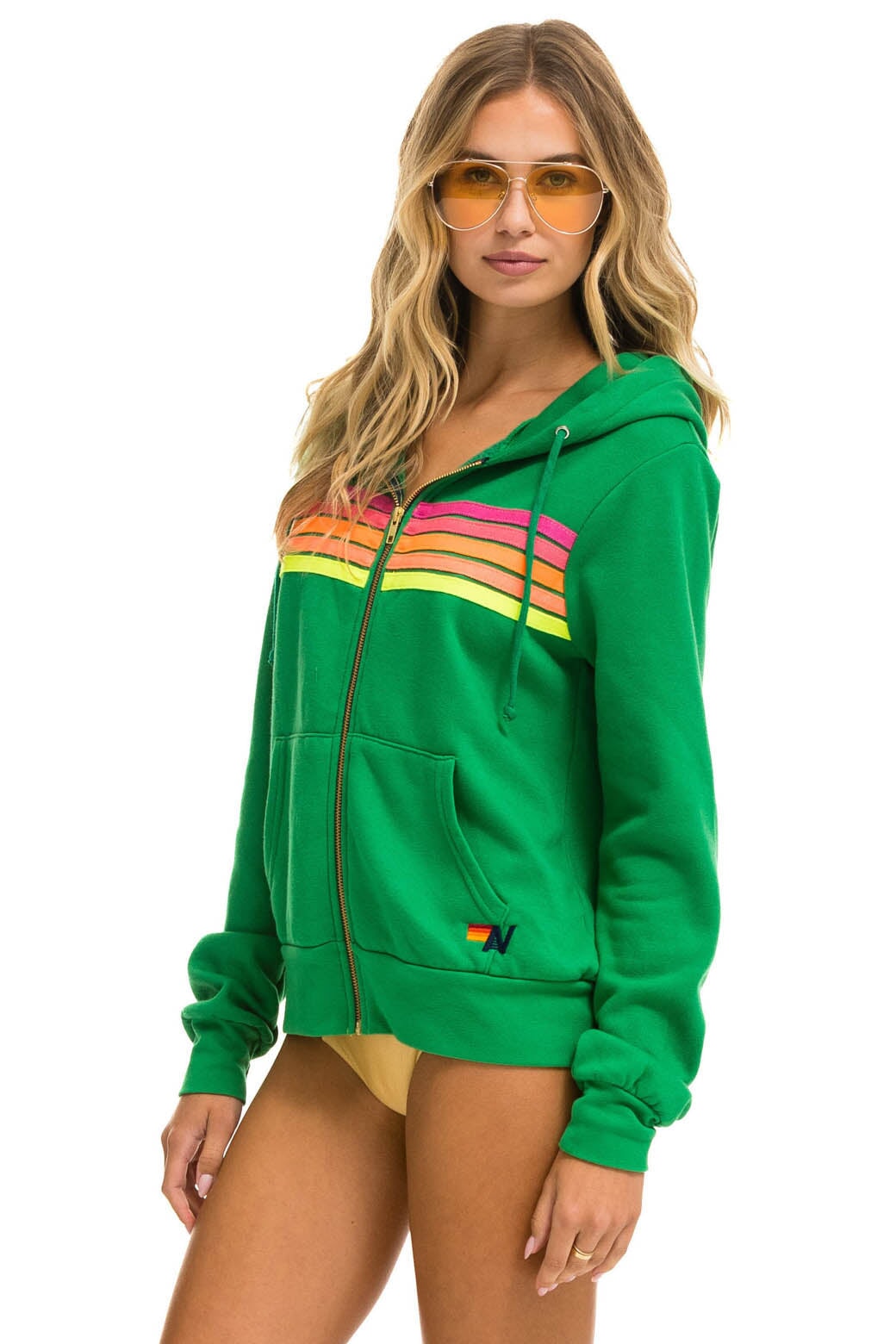 5 STRIPE HOODIE - KELLY GREEN // NEON PINK // YELLOW SALE Aviator Nation 