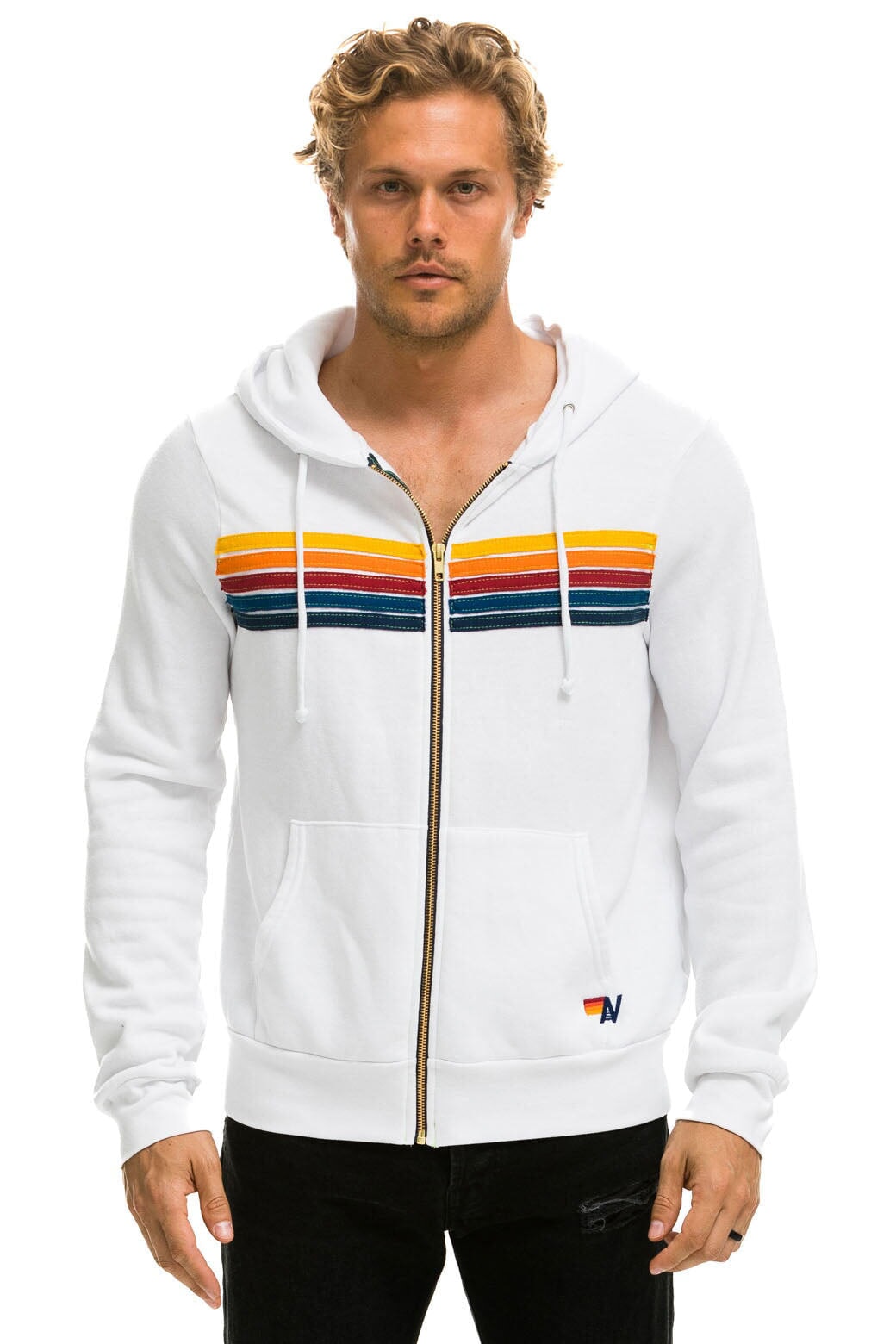 5 STRIPE HOODIE - WHITE Hoodie Aviator Nation 