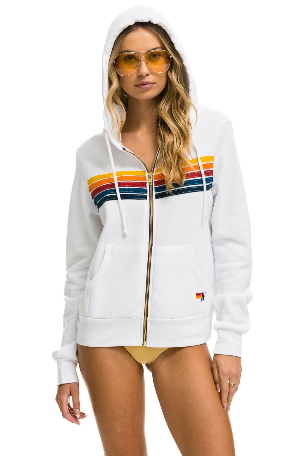 5 STRIPE HOODIE - WHITE Hoodie Aviator Nation 