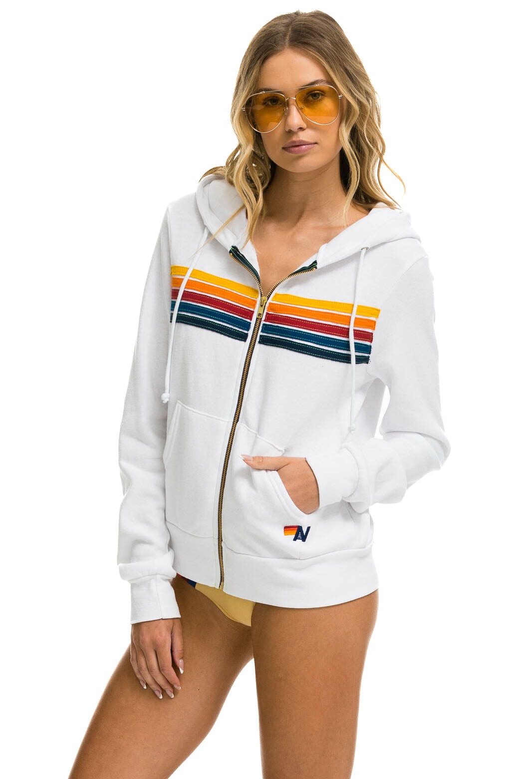 5 STRIPE HOODIE - WHITE Hoodie Aviator Nation 