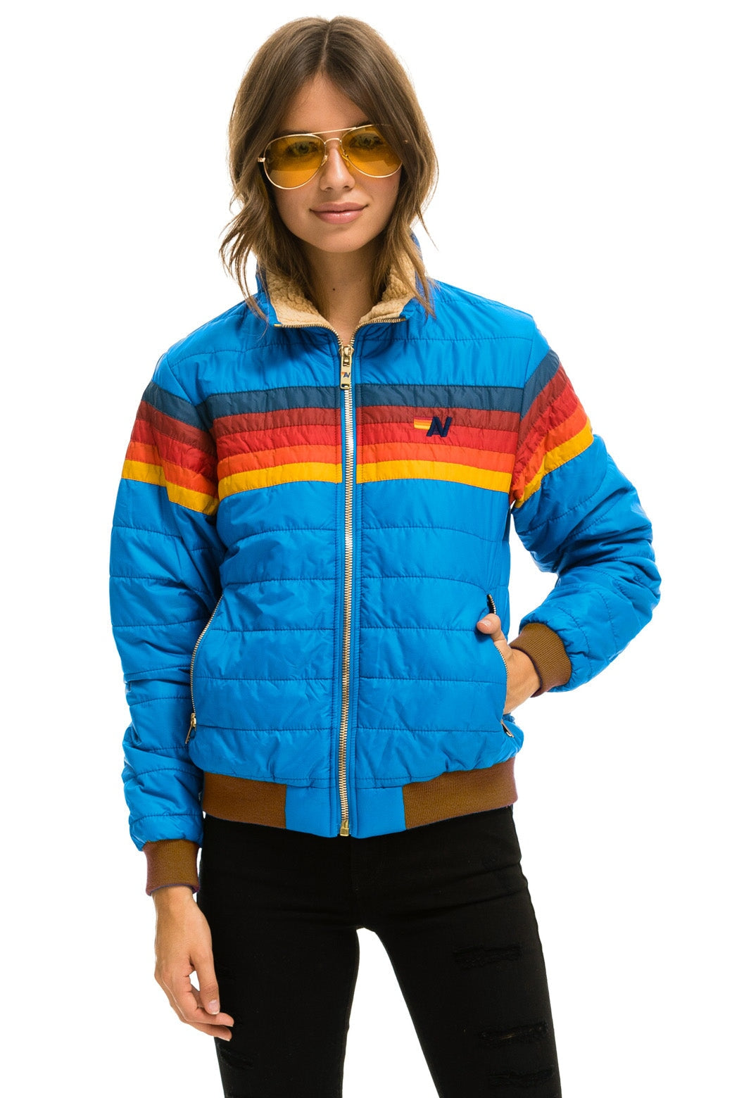 5 STRIPE JACKET - BLUE CINA Women&#39;s Outerwear Aviator Nation 