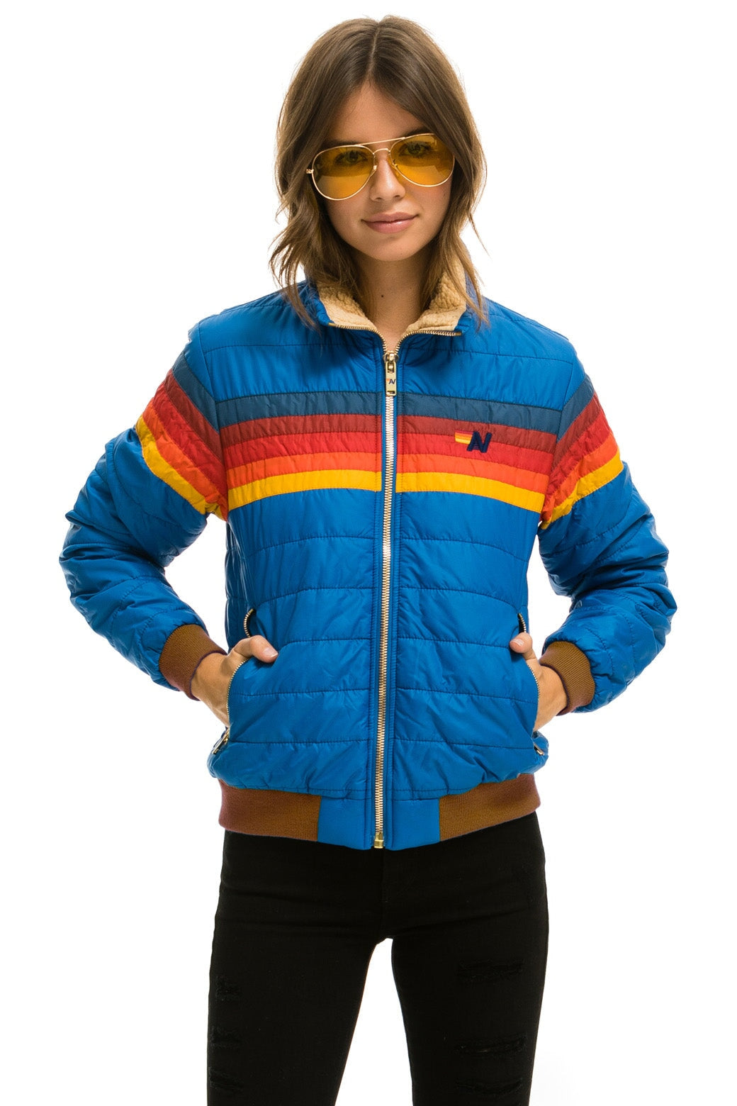 5 STRIPE JACKET - SNORKEL BLUE Women&#39;s Outerwear Aviator Nation 