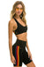 5 STRIPE RAINBOW 8 IN INSEAM HI-RISE BIKER SHORT - BLACK Women's Active Shorts Aviator Nation 