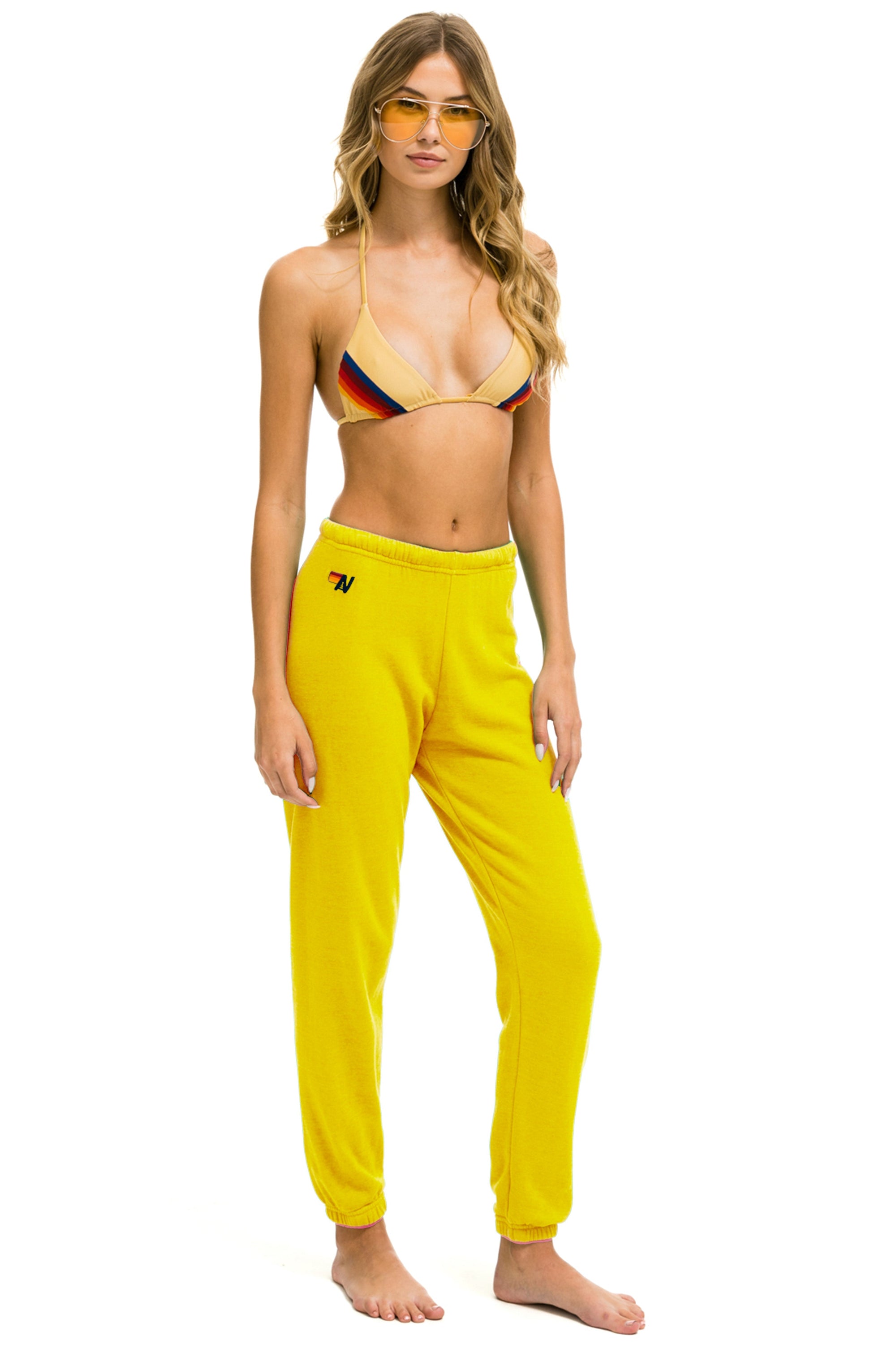 5 STRIPE SWEATPANTS - LEMON // YELLOW // PURPLE Women's Sweatpants Aviator Nation 