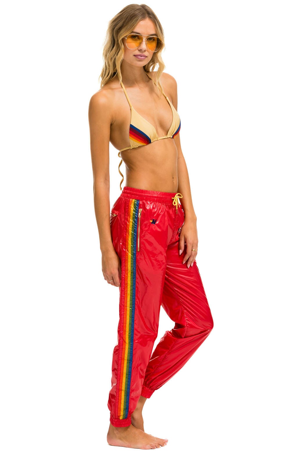 5 STRIPE WIND PANT - CHERRY GLOSSY Women&#39;s Sweatpants Aviator Nation 