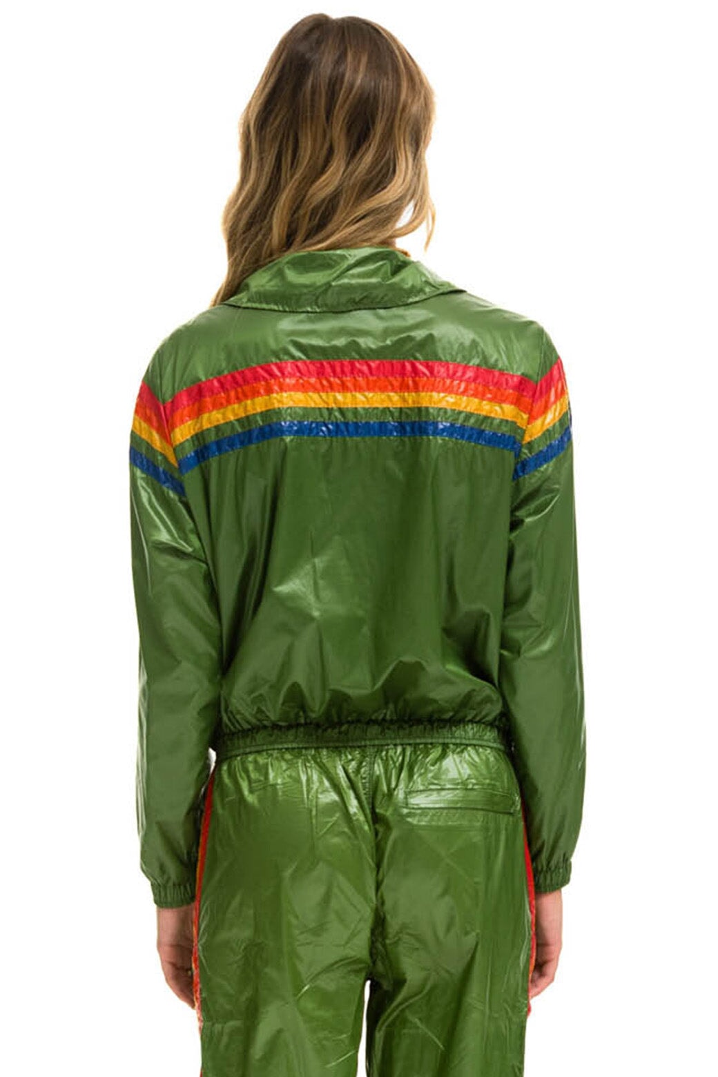 5 STRIPE - WINDBREAKER GARDEN GREEN GLOSSY Women's Outerwear Aviator Nation 