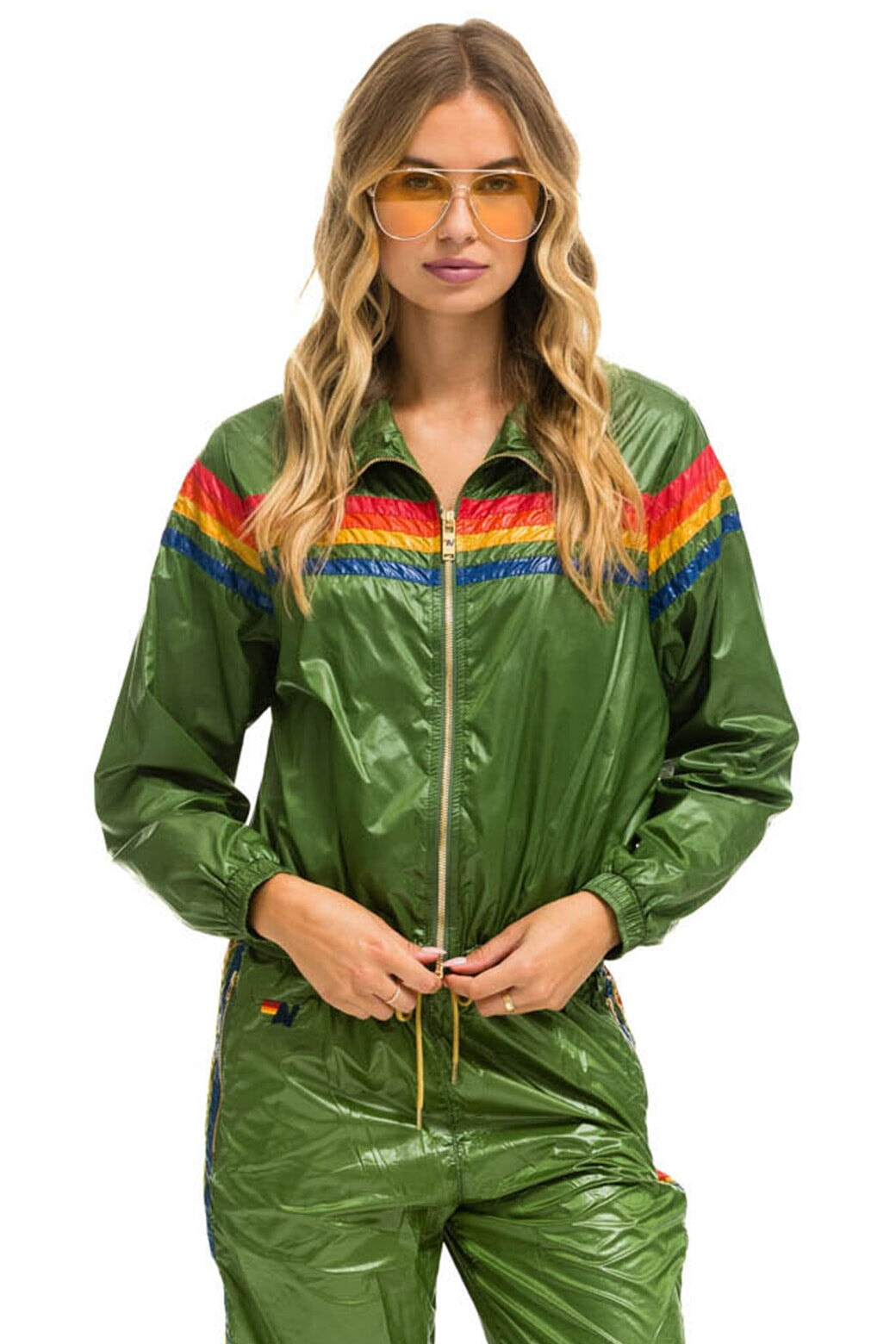 5 STRIPE - WINDBREAKER GARDEN GREEN GLOSSY Women&#39;s Outerwear Aviator Nation 