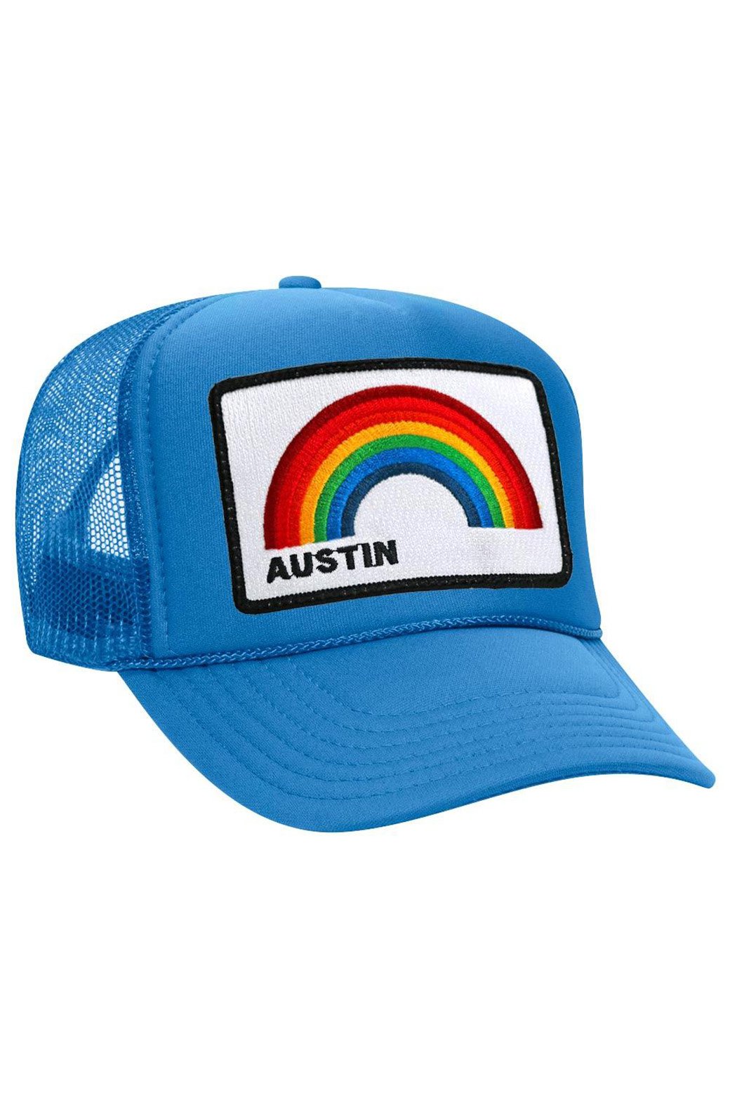 AUSTIN RAINBOW TRUCKER HAT HATS Aviator Nation OS LIGHT BLUE 