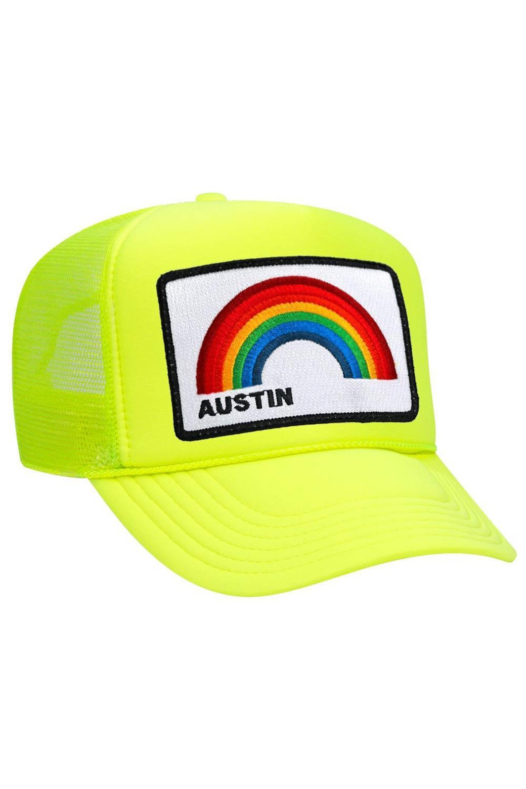 AUSTIN RAINBOW TRUCKER HAT HATS Aviator Nation OS NEON YELLOW 