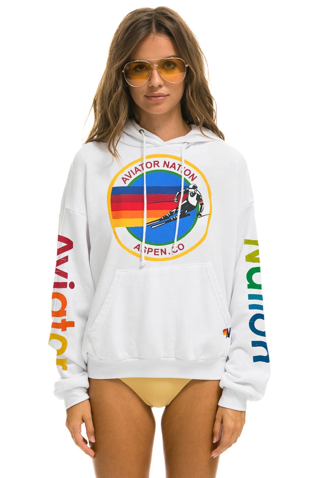 AVIATOR NATION ASPEN RELAXED PULLOVER HOODIE - WHITE Hoodie Aviator Nation 